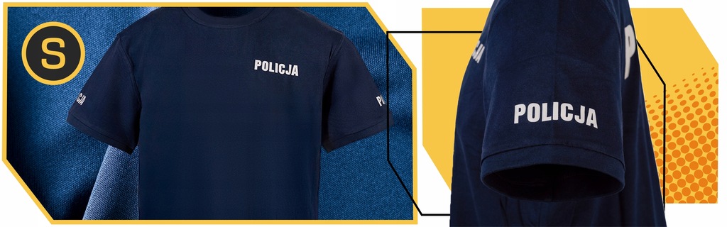 Koszulka T Shirt Policja 100% Bawełna Granatowa Odblaskowa Tshirt Rozmiar S